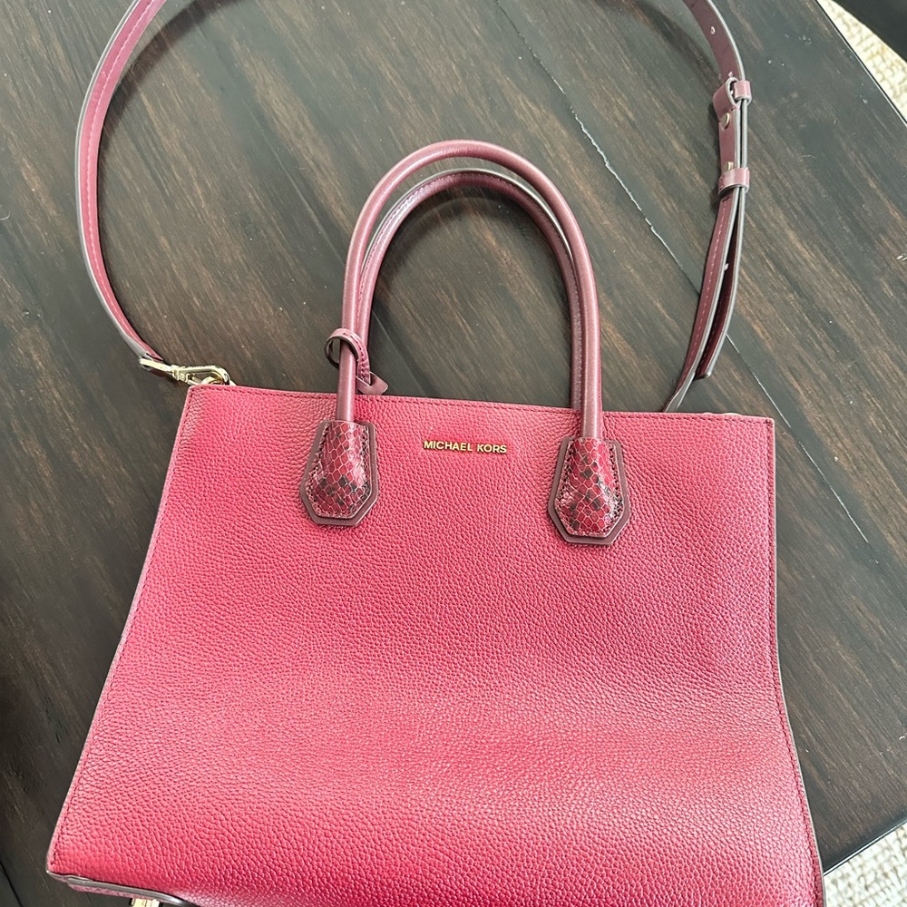 Michael Kors Red Leather Tote Bag